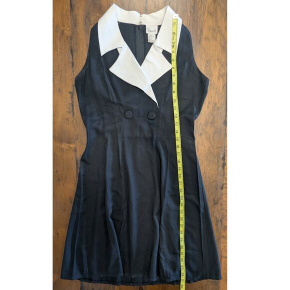 Vintage Sleeveless Tuxedo-style dress with double-breasted bodice - Vintage 6 - Picture 8 of 10